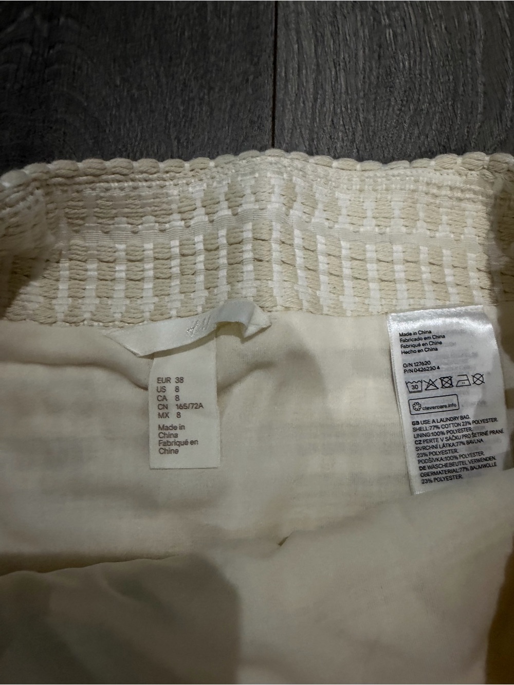 H&M Ivory Textured Mini Skirt Size 8 - Picture 5 of 6